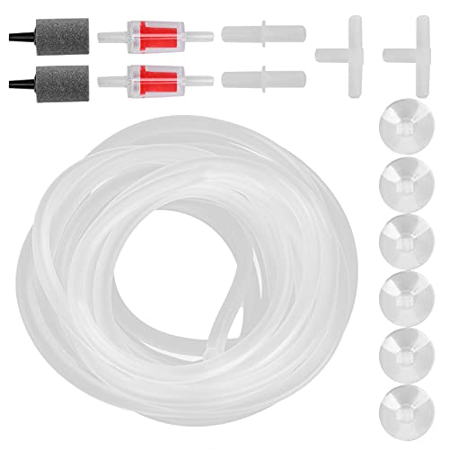 Aquarium Oxygen Tube Check Valve Set | Bubble Stone for Fish Tank / Hydroponics | 40mm Stainless Steel Diffusion Stone with 6 Connectors | Complete Accessories Kit (Combined E4-meter long oxygen tube) von REXVTNS