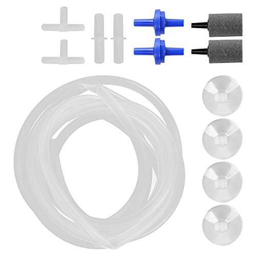 Aquarium Oxygen Tube Check Valve Set | Bubble Stone for Fish Tank / Hydroponics | 40mm Stainless Steel Diffusion Stone with 6 Connectors | Complete Accessories Kit (Combined F2-meter long oxygen tube) von REXVTNS