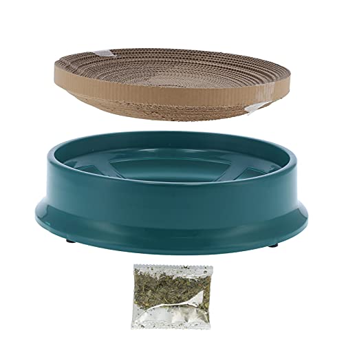 Cat Scratching Board Lounge Bed | Replaceable Corrugated Paper for Claw Sharpening/Sleeping/Playing | Sturdy PP Material Shell with Catnip | 43.5x10.5cm (Dark Green) von REXVTNS