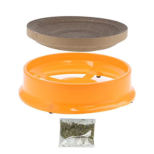 Cat Scratching Board Lounge Bed | Replaceable Corrugated Paper for Claw Sharpening/Sleeping/Playing | Sturdy PP Material Shell with Catnip | 43.5x10.5cm (Orange) von REXVTNS