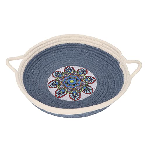 Cotton Rope Cat Bed | Hand Woven Double Sided Pet Bed for Cats/Small Pets | All Seasons Warm Basket with Scratching Texture | Sustainable Design for Pets Under 11 lbs (Gray Blue) von REXVTNS