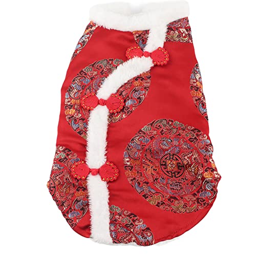 Dog Tang Suit Costume | Chinese New Year Festival Outfit for Small Dogs/Cats | Plush Material, Warm & Comfortable | Fits Teddy/Chihuahua/Pomeranian (L) von REXVTNS