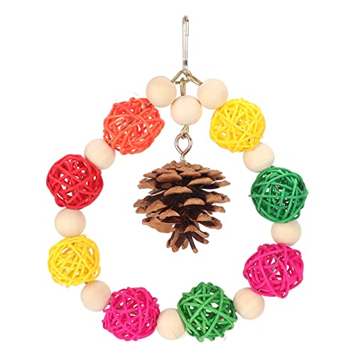 Eco - Friendly Bird Cage Hanging Toys | Rattan Balls & Pine Cones Chewable Parrot Swing | Safe Toys for Lovebirds/Finch/Parakeets | Metal Hooks for Easy Installation (REXVTNSoXQ-11) von REXVTNS