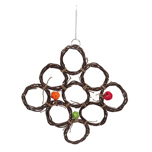 Eco - Friendly Bird Climbing Net | Safes Applewood & Hanfseil für Papageien/Kakadus/Aras | Faltbares Kauspielzeug mit Hangkette | 13,8x13,8 Zoll Haustier -Übungsnetz (Colorful) von REXVTNS