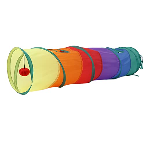 Faltbarer Katzentunnel mit Spielball | Interaktives S - geformtes Haustierspielzeug für Innenkatzen | Super starker Polyester/Federstahlrahmen | 4 Lüftungsschleife und Faltbarer Katzentunnel mit Spielball | Interaktives S - geformtes Haustierspielzeug für Innenkatzen | Super starker Polyester/Federstahlrahmen | 4 Lüftungsschleife und von REXVTNS