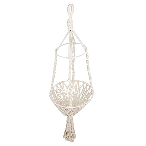 Haustier Hanging Swing Basket | Hand - gewebter Baumwollseilkatze Hängematte | Innen- / Außenbett für kleine Haustiere | Leicht und tragbar mit Holzring von REXVTNS