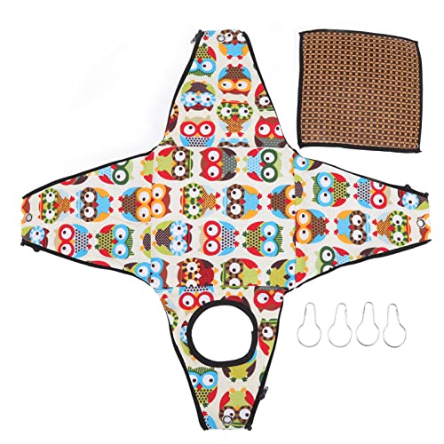 Kleine Tierhängematte | Eulenmuster -Hängezelt für Hamster/winziges Haustier/Meerschweinchen | 4 Hooks, Leinwand & Rattan Pad | Faltbares Design für Käfig (20 * 20 * 22CM) von REXVTNS