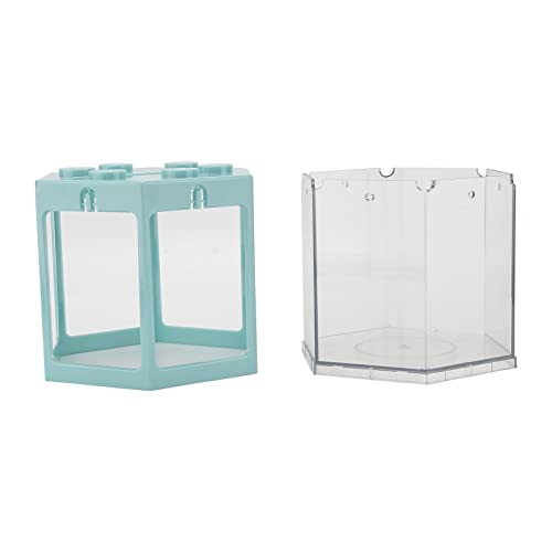 Kreatives Mini -Aquarium -Fischtank | Stapelbares Design für Büro- / Wohnkultur | Tragbarer Fischtank mit LED -Beleuchtung und rotierender Basis | Stabiler Kunststoff, 13x16cm von REXVTNS