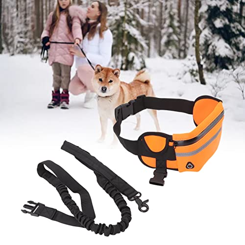 Nein – Hand-Hundeleine-Gürteltasche – robuste Nylon-Bungee-Leine mit reflektierender Sichtbarkeit, verstellbare Taille für nächtliches Laufen und Spazierengehen (Orange) von REXVTNS
