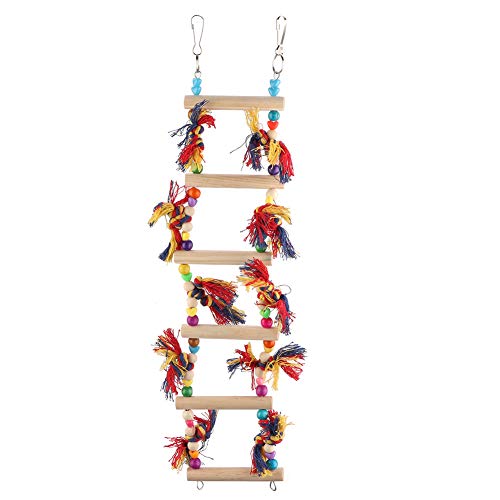 Papageienkauspielzeug | Buntes Hängenleiterstand für kleine und mittlere Vögel | Holzvogelspielzeug für Spiel/Kauen/Gehirnentwicklung | 10 x 50 cm von REXVTNS