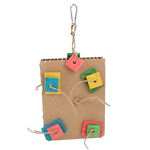 Papageienkauspielzeug | Hängende Karton & Holzblöcke kauen Spielzeug für Vögel | Schnabelschleife & Futtersuche Training | Sicheres Haustierspielzeug mit Haken (S( 283 X 180mm / 11.14 X 7.09in)) von REXVTNS
