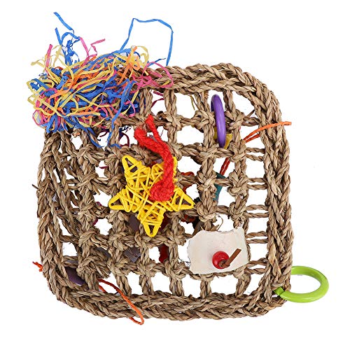 Parrot Straw Climbing Net | Colorful Hanging Chewing Toy for Birds | Bite - Sturdy Acrylic String | with Cuttlebone for Nutrition & Entertainment von REXVTNS