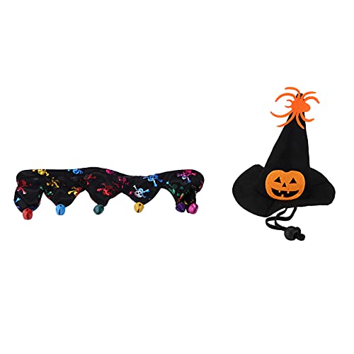 Pet Autumn Pumpkin Hat & Collar Set | Adjustable Outfit for Dogs/Cats/Rabbits | Holiday Party & Photo Prop | Felt Cloth Material (Skeleton Shaped) von REXVTNS