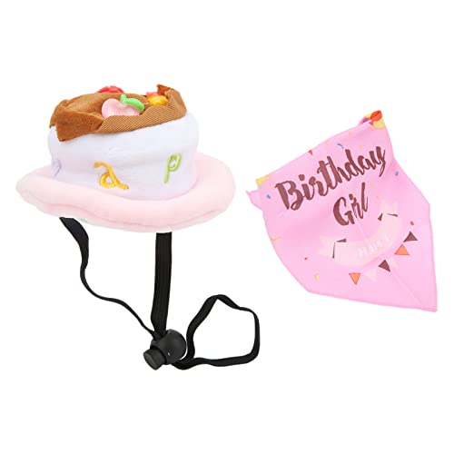 Pet Birthday Anzug Kuchenhut & geometrisches Schal Set | Einstellbarer Hundeparty -Outfit für Welpen | Wiederverwendbares Kostüm für kleine/mittlere Hunde | Weiches Flanell (Balloon Powder Set) von REXVTNS