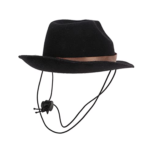 Pet Cowboy Hat for Dogs & Cats | Adjustable Western Hat for Parties/Festivals/Daily Use | Breathable Polyester, Comfortable & Cute Costume Accessory (Black) von REXVTNS