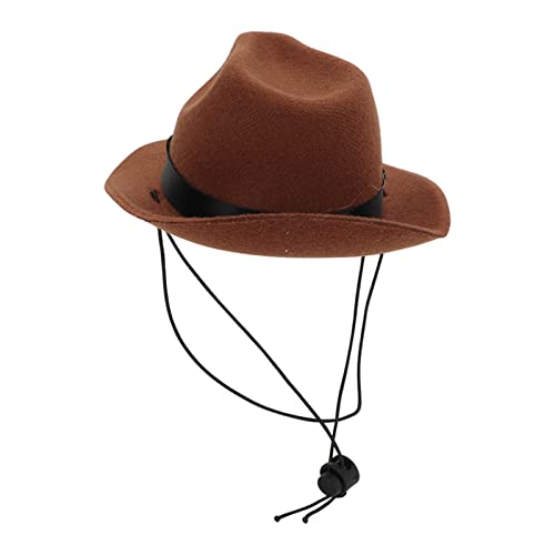 Pet Cowboy Hat for Dogs & Cats | Adjustable Western Hat for Parties/Festivals/Daily Use | Breathable Polyester, Comfortable & Cute Costume Accessory (Brown) von REXVTNS