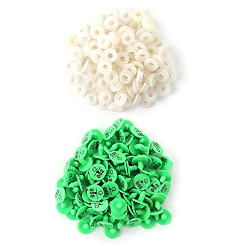 REXVTNS 100Pcs Plastic Livestock Ear Tags | Animal ID Marker for Rabbit/Fox/Dog | Bright Colors with Number Print | Sturdy & Secure Drop Design (Green) von REXVTNS