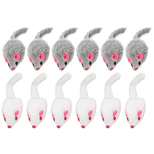 REXVTNS 12 Pack Cat Prey Toy | Furry Interactive Play Prey Toy for Indoor Cats/Kittens | Predatory Instinct Stimulation | White & Gray Colors REXVTNS 12 Pack Cat Prey Toy | Furry Interactive Play Prey Toy for Indoor Cats/Kittens | Predatory Instinct Stimulation | White & Gray Colors von REXVTNS