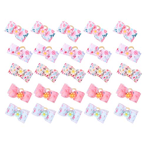 REXVTNS 25Pcs Cute Pet Dog Bows | Fashion Bowknot Hair Accessories with Rubber Bands | Lovely Headwear for Dogs/Cats/Small Animals | Party & Wedding Decoration von REXVTNS