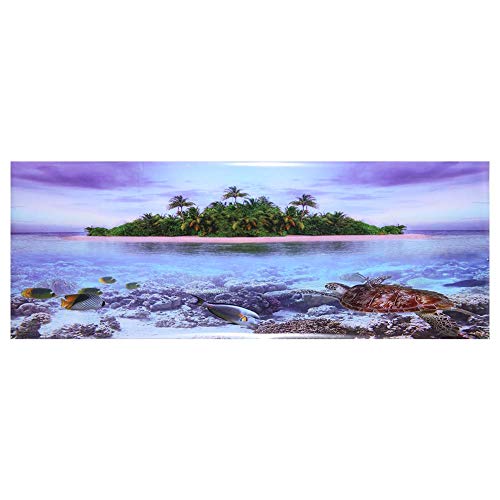 REXVTNS 3D Effect Aquarium Background Sticker | Beach & Coconut Tree Design | Water - Blocking PVC Fish Enclosure Decoration | Built - in Adhesive for Easy Installation | Realistic (91 * 50cm) von REXVTNS