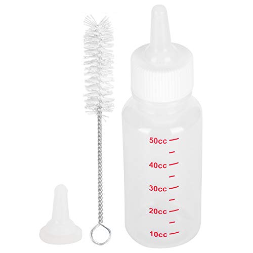 REXVTNS 4 Set Pet Nursing Bottle Kit | 50 ml weiche Silikonnippel für Welpen/Kätzchen/Kaninchen | Biss - Proof & nachhaltig mit Wartungsbürste | Neugeborene Animal Fütterungspflege von REXVTNS