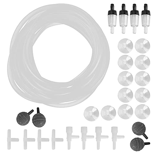 REXVTNS Aquarium Oxygen Tube Check Valve Set | Bubble Stone for Fish Tank/Hydroponics | 40mm Stainless Steel Diffusion Stone with 6 Connectors | Complete Accessories Kit (8-Meter Tube Combination K) von REXVTNS