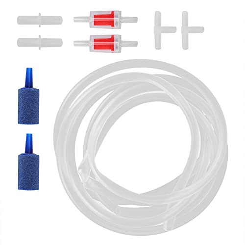 REXVTNS Aquarium Oxygen Tube Check Valve Set | Bubble Stone for Fish Tank/Hydroponics | 40mm Stainless Steel Diffusion Stone with 6 Connectors | Complete Accessories Kit (Combination A) von REXVTNS