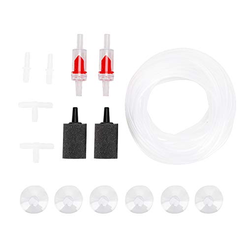 REXVTNS Aquarium Pump Fittings Kit | 6 Suction Cups / 2 Oxygen Stones / 4 Valves | Fish Tank Tube & Accessories | Sturdy Plastic | for Freshwater/Saltwater Aquariums von REXVTNS