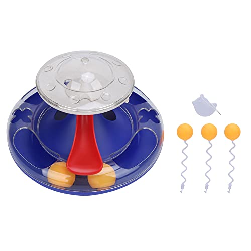 REXVTNS Cat Turntable Puzzle Toy | 3 - in - 1 Interactive Cat Toy with Food Container/Ball Track/Teaser Wand | Stimulating Intelligence Toy for Indoor Kittens | Sturdy ABS Material (Dark Blue) von REXVTNS