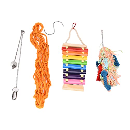 REXVTNS Chicken Toys 4pcs Set | Xylophone & Hanging Net for Parrots/Ducks/Macaws | Colorful Chewing Toys with S Hook | Materials for Bird Entertainment REXVTNS Chicken Toys 4pcs Set | Xylophone & Hanging Net for Parrots/Ducks/Macaws | Colorful Chewing Toys with S Hook | Materials for Bird Entertainment von REXVTNS
