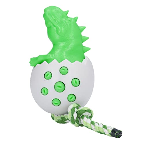 REXVTNS Dinosaur Egg Dog Chew Toy | Bite Sturdy Teeth Care Toy for Small/Medium/Large Dogs | Oral Care Chew Toy with Cotton Rope & Flexible Material | 3.8x3.2x5.1in (Green) von REXVTNS