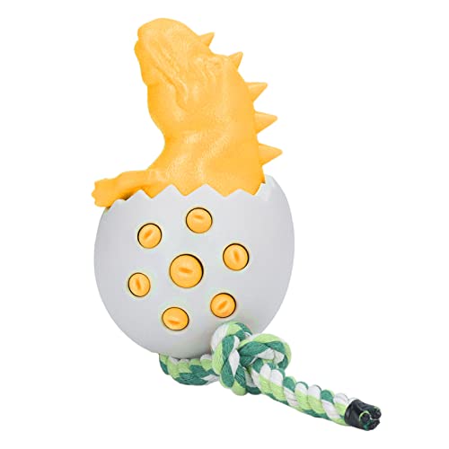 REXVTNS Dinosaur Egg Dog Chew Toy | Bite Sturdy Teeth Care Toy for Small/Medium/Large Dogs | Oral Care Chew Toy with Cotton Rope & Flexible Material | 3.8x3.2x5.1in (Orange) von REXVTNS