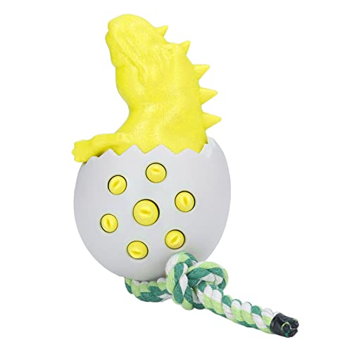 REXVTNS Dinosaur Egg Dog Chew Toy | Bite Sturdy Teeth Care Toy for Small/Medium/Large Dogs | Oral Care Chew Toy with Cotton Rope & Flexible Material | 3.8x3.2x5.1in (Yellow) von REXVTNS