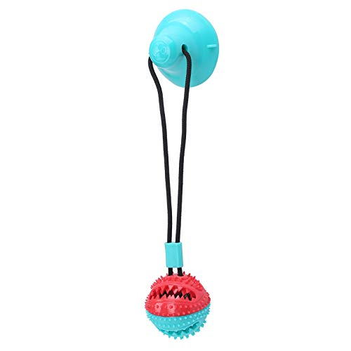 REXVTNS Dog Chew Suction Cup Ball | Interactive Food Holder Ball for Oral Care/Training | 360° Molar Design with Copper Bell & Rope | Resilient Rubber Chew Toy (Red Blue) von REXVTNS