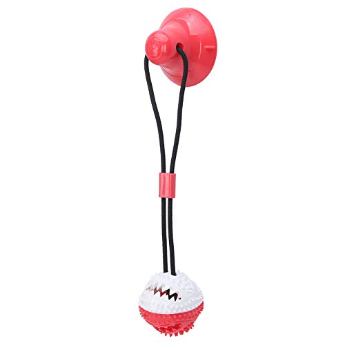 REXVTNS Dog Chew Suction Cup Ball | Interactive Food Holder Ball for Oral Care/Training | 360° Molar Design with Copper Bell & Rope | Resilient Rubber Chew Toy (White and Red) von REXVTNS
