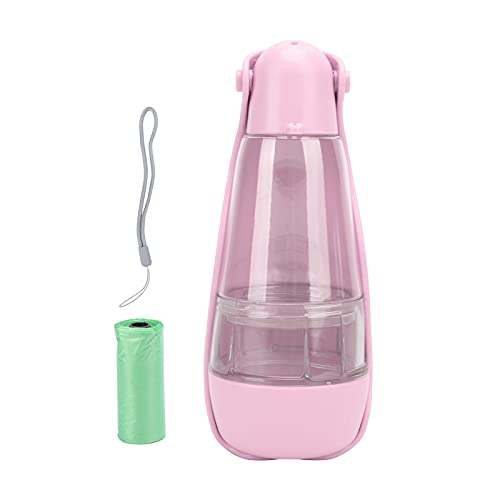 REXVTNS Dog Water Bottle Portable Travel Cup | 3 - in - 1 Drinking Bowl/Poop Shovel/Storage Bag | Leakproof Design for Small & Large Dogs | Food - Grade ABS + PET Material (Pink) von REXVTNS