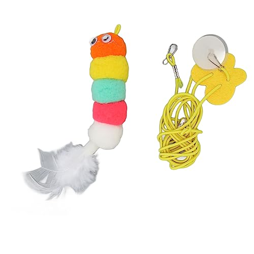 REXVTNS Hängende Tür Katzenfeder Spielzeug | Self Play Retractable Interactive Toy mit Bell | Einstellbares elastisches Seil für Katzen/Kätzchen | Nicht -Markierungshaken, von REXVTNS