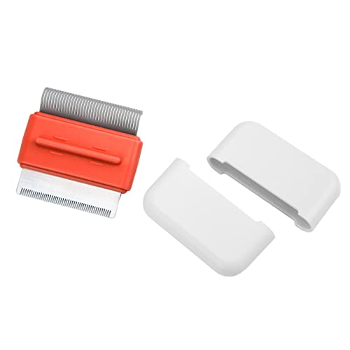 REXVTNS Haustierpflegekamm für Hunde & Katzen | Doppelseitiger Edelstahlkamm für Lange/Kurze Haare | Entwirrung und Absatzwerkzeug mit Speicherbox | Tragbarer Massagekamm (Square orange【Pocket Comb】) von REXVTNS