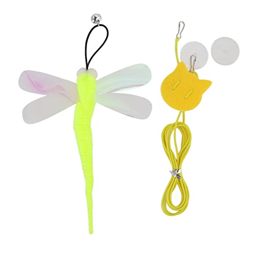 REXVTNS Interactive Cat Hanging Toy | Traceless Hook/Adjustable Elastic Cord/Bell Sound | Fun Chasing Toy for Indoor Cats | Plush Accessories Included (Tease Cat Rope and Yellow Small Eye Sequined) von REXVTNS
