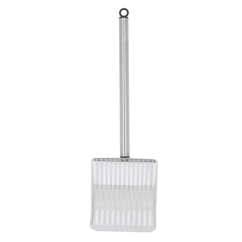 REXVTNS Katzenstreu Schaufel mit langem Griff | 304 Edelstahl & abnehmbares Design | Splash Guard Schnelle Trennung für Katzendrüsenschachtel/Garten/Strand | Einfache Pflege robuste (Black) von REXVTNS
