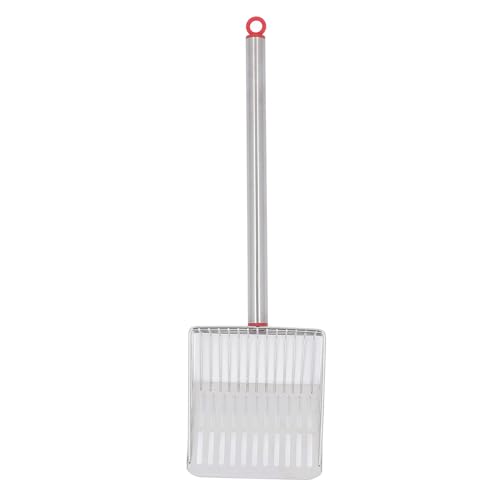 REXVTNS Katzenstreu Schaufel mit langem Griff | 304 Edelstahl & abnehmbares Design | Splash Guard Schnelle Trennung für Katzendrüsenschachtel/Garten/Strand | Einfache Pflege robuste (Red) von REXVTNS