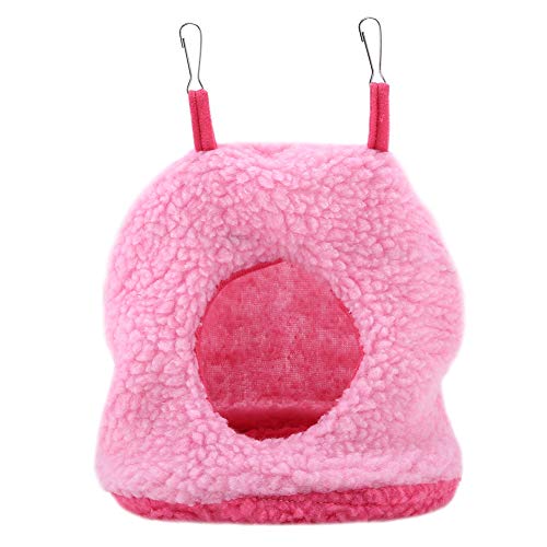 REXVTNS Papagei ruhen Hängemattenbett | 4 Farben Berber Fleece warme Plüsch -Swing -Höhle für Vögel | Hanges Vogelbett für Papageien/Cockatiels/Lovebirds | 2 Metallhaken, 8,2 x 7,4 x (Pink) von REXVTNS