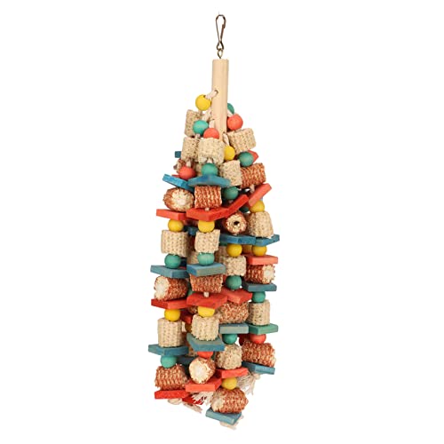REXVTNS Parrot Chewing Toy | Authentic Wood & Corn Cob for Large Birds | Hanging Climbing Toy for Parakeets/Cockatiels | Colorful Sturdy Design von REXVTNS