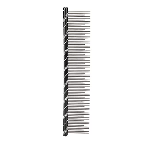 REXVTNS Pet Hair Detangling Comb | Stainless Steel Teeth for Cats/Dogs | Sturdy & Reusable Grooming Tool | Open Knot Comb for Long & Short Hair Breeds (Black) von REXVTNS