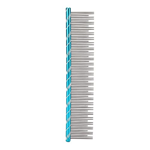 REXVTNS Pet Hair Detangling Comb | Stainless Steel Teeth for Cats/Dogs | Sturdy & Reusable Grooming Tool | Open Knot Comb for Long & Short Hair Breeds (Blue) von REXVTNS