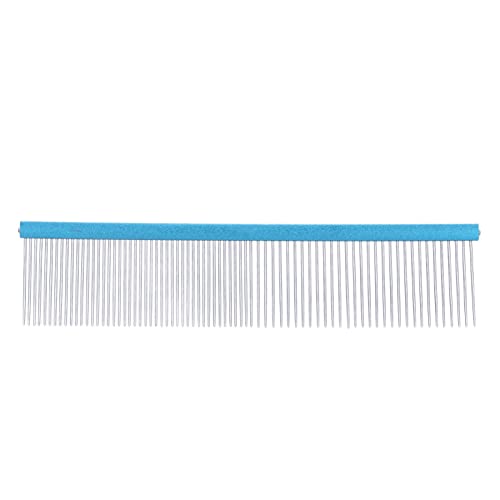 REXVTNS Pet Steel Comb 2 in 1 | Dual Density Dog Grooming Comb for Long/Short Hair | Stainless Steel Static - Reducing Comb with Rounded Ends & Ergonomic Handle (Blue 22cm/8.7in) von REXVTNS