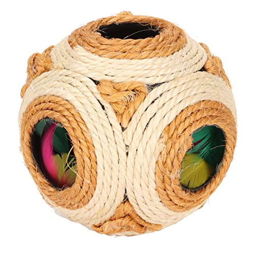 REXVTNS Sisal Cat Scratching Ball | Interactive Cat Toy with Feathers | Scratch Proof Ball for Claw Grinding/Training/Play | Bright Colors, 6 Engaging Holes REXVTNS Sisal Cat Scratching Ball | Interactive Cat Toy with Feathers | Scratch Proof Ball for Claw Grinding/Training/Play | Bright Colors, 6 Engaging Holes von REXVTNS