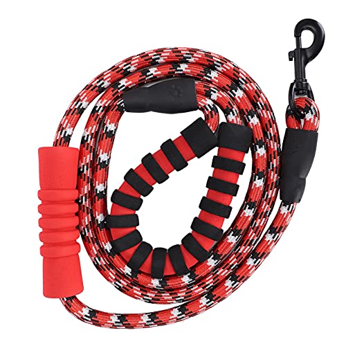 Reflective Dog Leash for Medium & Large Dogs | High - Density Nylon Rope with Padded Handle | 360° Rotating Metal Hook | Walking/Running/Training | Night Visibility Enhanced (Red) von REXVTNS