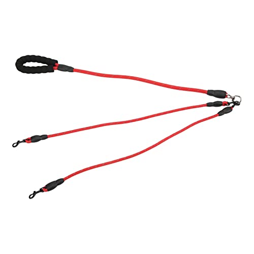 Reflektierende Hundeleine 360 ​​° Rotation | Schaumgriff für Wandern/Camping/Strand | Bequeme Leine für 2 Hunde | Einstellbare Länge, Stabiler Nylon (2 Heads) von REXVTNS