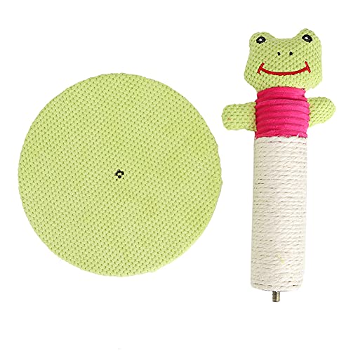 Sisal Cat Scratching Post | Removable Plush Animal Head Toy for Climbing/Play | Sturdy Pet Tree Shelf Frame with Rustling Sound | 3 Styles (Pig/Amphibian/Rabbit) (Green Frog Style) von REXVTNS